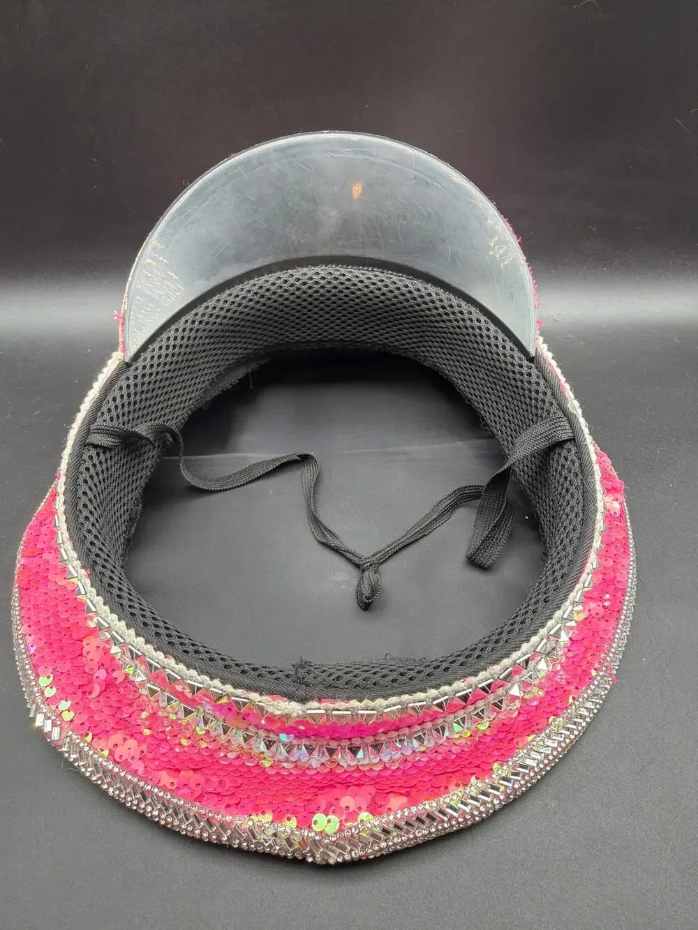 Pink Sequin Rhinestone Captain Hat Jeweled Festival Rave Burning Man Military